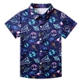 thumbnail image 1 of Bysome Boys Tops Summer Graphic Print Short Sleeve Lapel Neck Tees Comfortable Boys Shirt Size 2-3 Years Dark Blue, 1 of 3