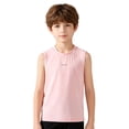thumbnail image 1 of Bysome Boys Tops Summer Solid Color Sleeveless Crew Neck Tees Fashion Boys Shirt Size 9-10 Years Pink, 1 of 5