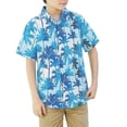 thumbnail image 1 of Bysome Boys Tops Summer Tree Print Short Sleeve Lapel Neck Tees Breathable Boys Shirt Size 3-4 Years Sky Blue, 1 of 4