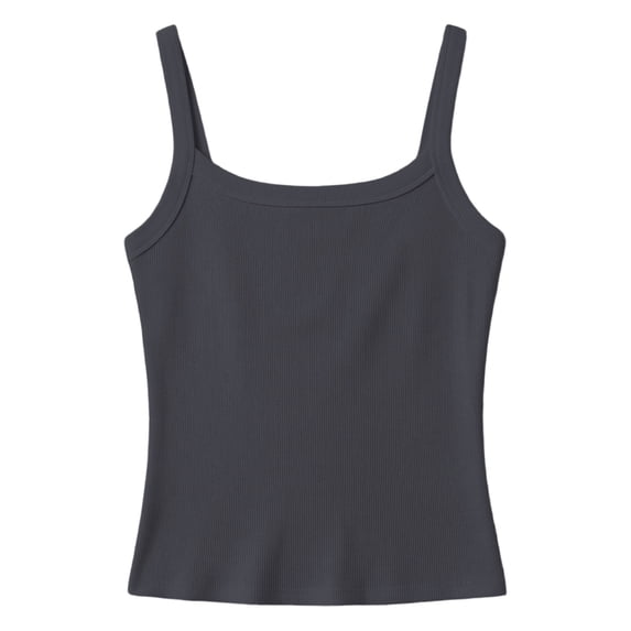 Bysome Kids Girls Tops Solid Color Sleeveless Square Neck T-Shirt Summer Comfortable Girls Tops Size 11-12 Years Grey