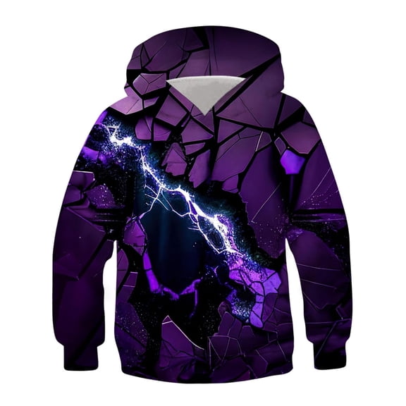 Bysome Little Boys Hoodies Child Outdoor Activities Hooded Long Sleeve 3D Print Outdoor Purple Pullover Tops Size 3-4 T