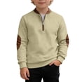 thumbnail image 1 of Bysome Little Boys Sweatshirts Child Stretch Crew Neck Long Sleeve Solid Color Comfortable Beige Pullover Tops Size 6-7 T, 1 of 4