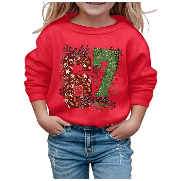 Bysome Little Boys Tee For Child Crew Neck Long Sleeve Fashion Tops Number Print Outdoor Activities Shirts Red Size 4-5 T
