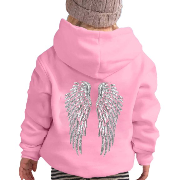 Bysome Little Girls Hoodies Child Comfortable Hooded Long Sleeve Print Fall Pink Pullover Tops Size 5-6 T