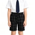 thumbnail image 1 of Bysome Pants For Boys Plaid Elastic Waist With Pockets Trousers Lightweight Boys Pants Size 2-3 Years Black, 1 of 4
