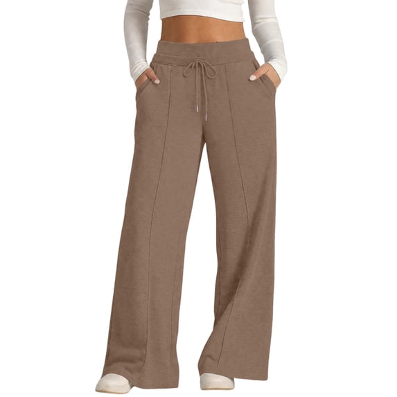 Bysome Pants For Girls Solid Color Elastic Waist With Drawstring and Pockets Loose Fit Trousers Smooth Girls Pants Size 7-8 Years Coffee