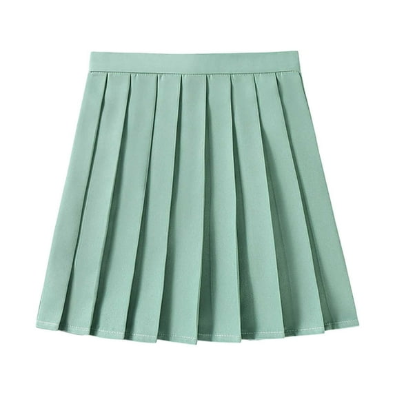 Bysome Pleated Green Mini Skirt For Women Uniform Lightweight Lightweight Skirts