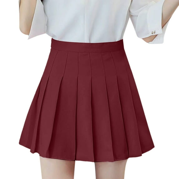 Bysome Red Skirt For Women Solid Color High Waist Daily Wear Soft Red Skirts