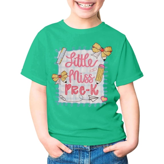 Bysome Tees for Girls First Day of School Cartoon Print Short Sleeve Crew Neck Shirts Summer Back to School Soft Girl Tops Size 5-6 Years Pink