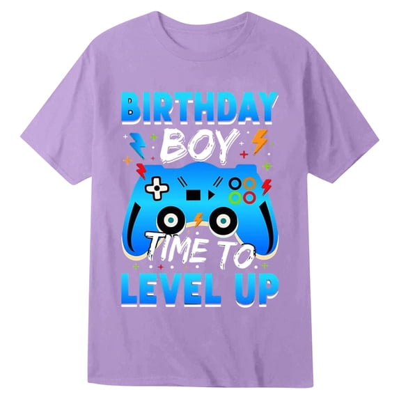 Bysome Tees for Boys Graphic Print Short Sleeve Crew Neck Tops Summer Comfortable Boys T-Shirt Size 3-4 Years Purple