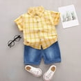 thumbnail image 1 of Bysome Toddler Boy Outfit Size 12 Months-18 Months Cartoon Set Clothes Tops Shorts Summer Baby Outfits T Shirt Outfits Set Yellow Boy Outfit Set, 1 of 4