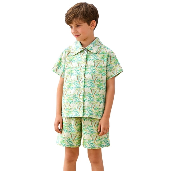 Bysome Toddler Boys 2 Piece Outfits Summer Graphic Print Shirts With Shorts Boys Clothes Set