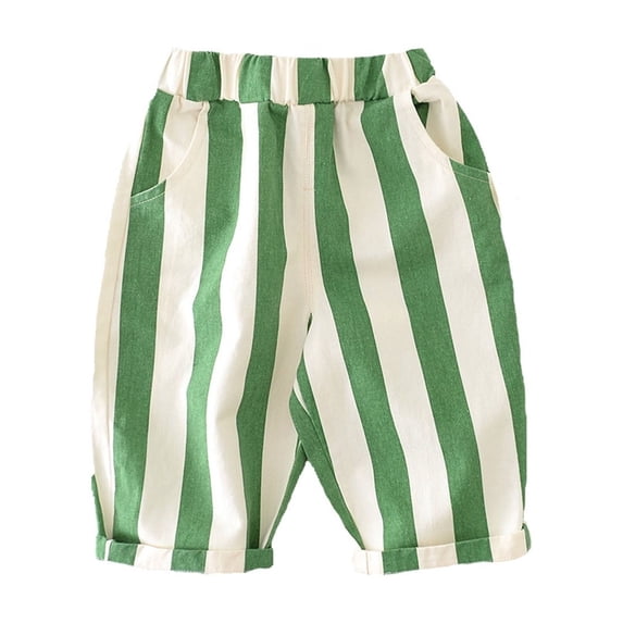Bysome Toddler Boys Casual Pants Striped Print Regular Fit Trousers Elastic Waist With Pockets Cute Boys Pants Size 2-3 Years