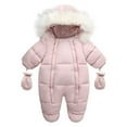 thumbnail image 1 of Bysome Toddler Boys Coats Baby Girl Boy Winter Snowsuit Jacket Clothes Zipper Jumpsuit Hooded Snow Wear Outwear Long Sleeve Crew Neck Cute Print Kids Coat Pink Size 12-18 Months, 1 of 3
