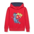 thumbnail image 1 of Bysome Toddler Boys Hoodies Sweatshirts Kids Crewneck Hooded Sweatshirts Long Sleeve Dinosaur Pullover Top Outfits 5 To12 Years Long Sleeve Cute Print Boy Tops Red Size 5-6 Years, 1 of 8