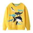 thumbnail image 1 of Bysome Toddler Boys Hoodies Sweatshirts Sweatshirts Print Patterned Long Sleeve Pullover Crewneck Shirts Long Sleeve Cute Print Boy Tops Yellow Size 6-7 Years, 1 of 6