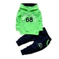 thumbnail image 1 of Bysome Toddler Boys Outfit Set Autumn Winter Numbers 68 Printed Autumn Casual Fashion Baby 0 5 Years Old Hoodie Long Sleeve Children Long Sleeve Crew Neck Boys Clothing Set Green Size 18-24 Months, 1 of 3