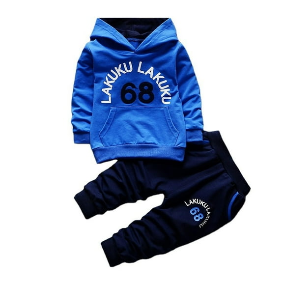 Bysome Toddler Boys Outfit Set Autumn Winter Numbers 68 Printed Autumn Casual Fashion Baby 0 5 Years Old Hoodie Long Sleeve Children Long Sleeve Crew Neck Boys Clothing Set Blue Size 18-24 Months
