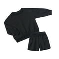 thumbnail image 1 of Bysome Toddler Boys Outfit Set Girls 2 Pcs Pullover Thin Sweat Suit Unisex Kids Long Sleeve Hoody Tops Elastic Waist Shorts Pockets Set Crew Neck Cute Print Boys Clothing Set Black Size 7-8 Years, 1 of 2