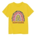 thumbnail image 1 of Bysome Toddler Girl Easter Tops Crew Neck Short Sleeve Bunny Cartoon Print Summer Casual Soft Yellow Girls Tees Size 10-11 Years, 1 of 3