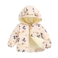 thumbnail image 1 of Bysome Toddler Girls Coat Baby Boys Winter Cartoon Windproof Hooded Warm Outerwear Jacket Long Sleeve Crew Neck Cute Print Kids Coat Beige Size 2-3 Years, 1 of 2