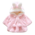 thumbnail image 1 of Bysome Toddler Girls Coat Baby Boys Autumn Winter Hooded Jacket Thick Warm Flannel Outerwear Clothes Long Sleeve Crew Neck Cute Print Kids Coat Pink Size 0-6 Months, 1 of 7