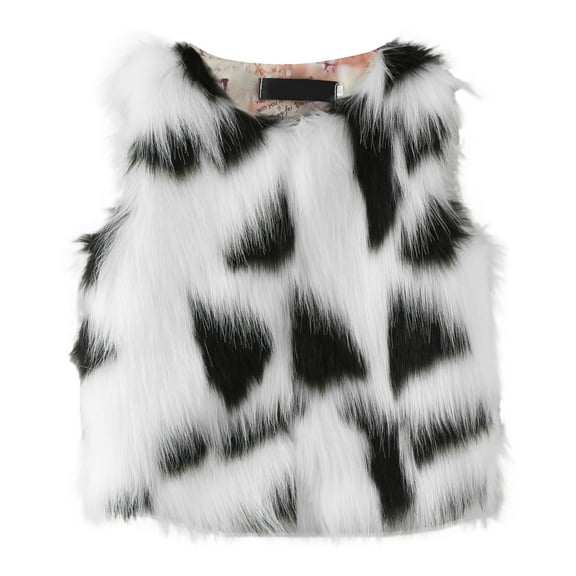 Bysome Toddler Girls Coat Children Winter Vest Warm Outwear Black White Cow Color For Babys Clothes Long Sleeve Crew Neck Cute Print Kids Coat Black Size 10-11 Years