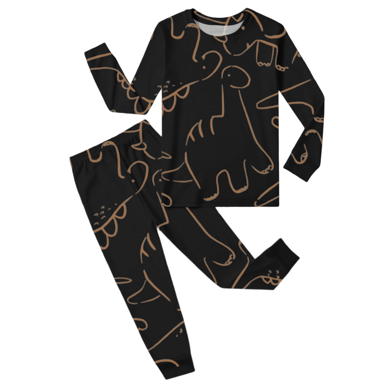 White Dino Printed Shirt with Pajama for Girls main image 0