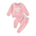 thumbnail image 1 of Bysome Toddler Girls Outfit Set Daddys Baby Fall Winter Outfit Sweatshirt Pants Jumper Sweatpants Suit Long Sleeve Crew Neck Cute Print Girl 2 Pieces Clothes Set Pink Size 2-3 Years, 1 of 7