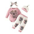 thumbnail image 1 of Bysome Toddler Girls Outfit Set Long Sleeve Cartoon Animal Print Tops Pants 4Pcs Outfits For Children Kids Long Sleeve Crew Neck Cute Print Girl 2 Pieces Clothes Set Red Size 9-12 Months, 1 of 6