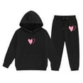 thumbnail image 1 of Bysome Toddler Girls Outfit Set Winter Fleece Hoodie Joggers Comfy Casual Kids With Stylish Print For To Teen Long Sleeve Crew Neck Cute Print Girl 2 Pieces Clothes Set Black Size 2-3 Years, 1 of 3