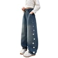 thumbnail image 1 of Bysome Toddler Girls Pants Star Print Loose Fit With Pockets Jeans Elastic Waist Comfort Fall Pants Size 4-5 Years, 1 of 5