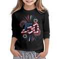 thumbnail image 1 of Bysome Toddler Girls Shirts 4Th Of July Graphic Print 3/4 Sleeves Crew Neck Tops Summer Casual American Anniversary Girl T-Shirts Size 3-4 Years Black, 1 of 5