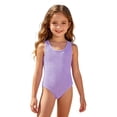 thumbnail image 1 of Bysome Toddler Kids Girls Swimsuits Solid Color Sleeveless Crew Neck Swimsuits Summer Lightweight Toddler Kids Girls Swim Wear Size 3-4 Years Purple, 1 of 6