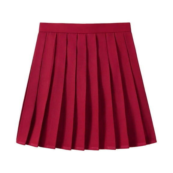 Bysome Women Brick Red Skirt Daily Wear Soft Solid Color Uniform Mini Skirts