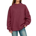 thumbnail image 1 of Bysome Women Sweatshirts Solid Color Long Sleeve Mandarin Collar Tops Autumn Thermal Women Sweatshirt Size M Red, 1 of 4