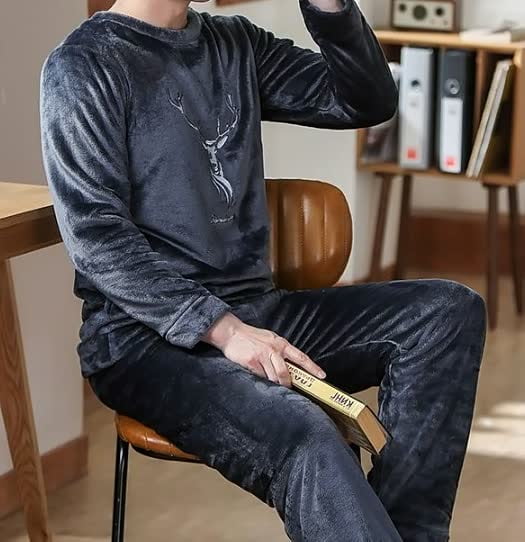 Byte Legend Men's Pajamas Winter Long Sleeve Warm Thick With Fleece