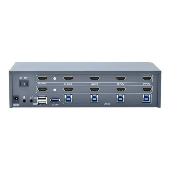 Bytecc KVM-HM4-2 4-Port 4K Dual Monitor HDMI 2.0 KVM Switch, Space Grey
