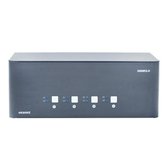 Bytecc KVM-HM4-4 4-Port 4K Quad Monitor HDMI 2.0 KVM Switch, Space Grey
