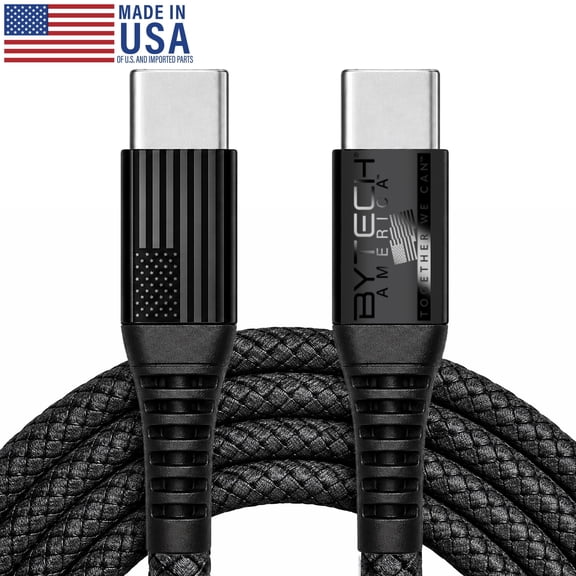 Bytech Tough Braided 6' USB-C to USB-C Cable, Black