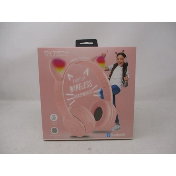 Bytech Light Up Wireless Headphones Pink Cat
