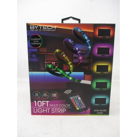 Bytech Multi-Color Light Strip 10 Ft Solid Colors Strobes USB Powered Strip Light Fixtures