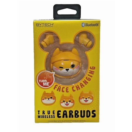 Bytech Rotating Yellow Dog True Wireless Earbuds Face Changing
