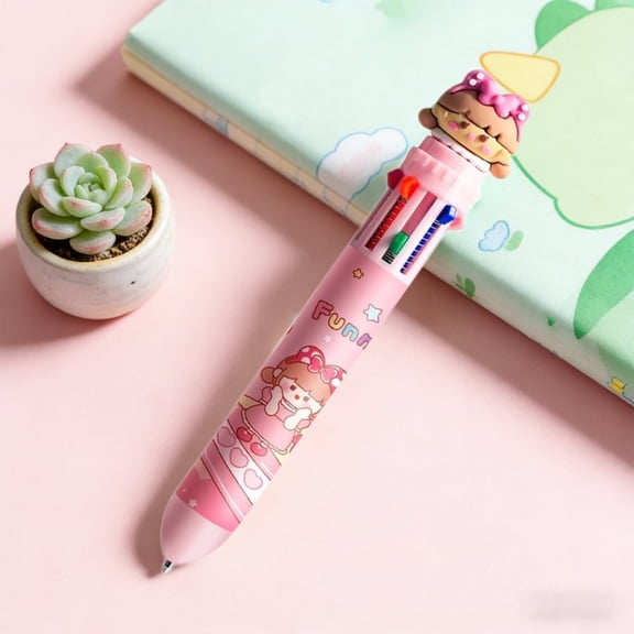 Byujiro 10-Color Multicolor Ballpoint Pen Cute Themed Click Pen Retractable Multifunction Pen for Students, Journaling & Party Favors
