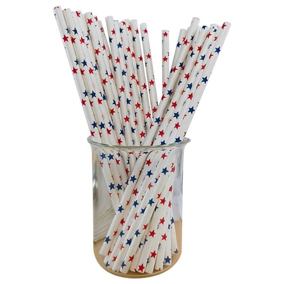 Byujiro 100 Pack Paper Straws Disposable Drinking Straws for Holiday Parties, Festive Gatherings