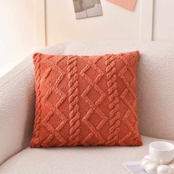 Byujiro 17.7x17.7 Inch Fuzzy Throw Pillow with Insert, Soft Plush Geometric Pattern Decorative Cushion, Fluffy Square Pillow for Couch, Sofa, Bed, Living Room & Home Decor
