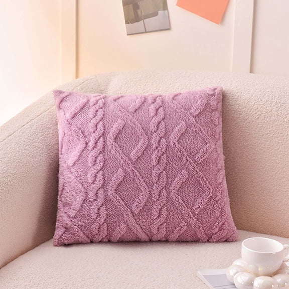 Byujiro 17.7x17.7 Inch Fuzzy Throw Pillow with Insert, Soft Plush Geometric Pattern Decorative Cushion, Fluffy Square Pillow for Couch, Sofa, Bed, Living Room & Home Decor