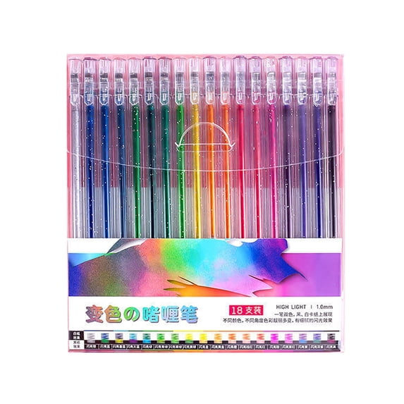 Byujiro 18-Color Glitter Gel Pen Set, Sparkle Metallic Colored Pens, Smooth-Writing Fine Point Pens for Drawing, Journaling, Scrapbooking, Art Projects & Card Making