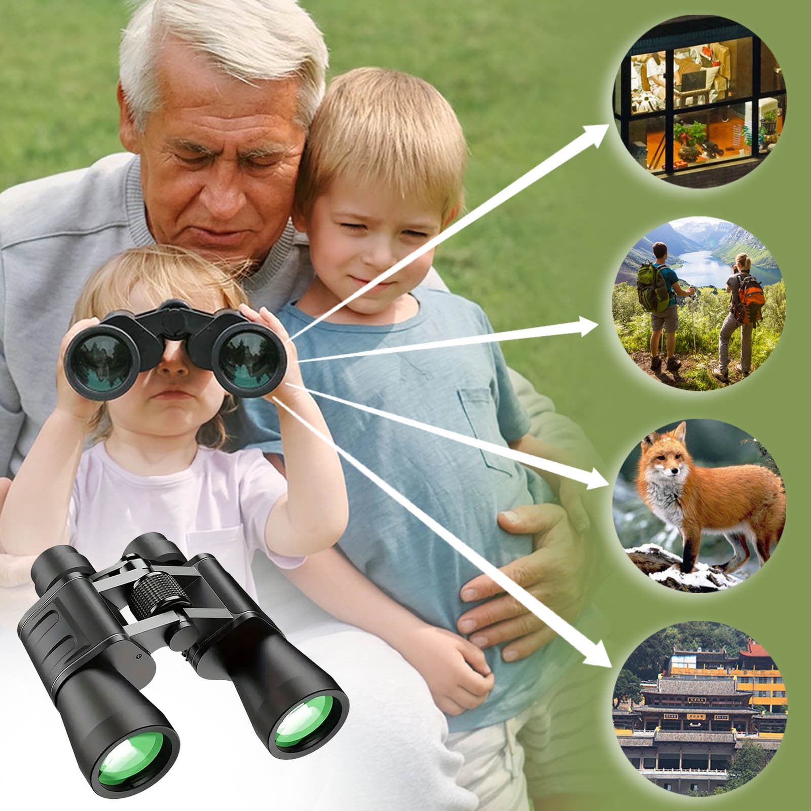 Byujiro 180x100 High Power Binoculars HD Optical Lens Day/Night Use, Dual-Cylinder Telescope for Adults & Kids, Outdoor Observation Hiking Bird Watching Tool