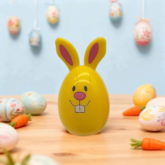Byujiro 2PCS Yellow Easter Egg Bunny Figurines Cute Rabbit Egg-Shaped Decorative Ornaments for Spring Home Decor, Easter Table Centerpiece, Tiered Tray & Holiday Party Favors